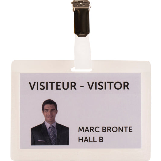 3L® Office Namensschild 83 x 60 mm (B x H) inkl. bedruckbare Einsteckschilder Clip transparent 25 St./Pack.