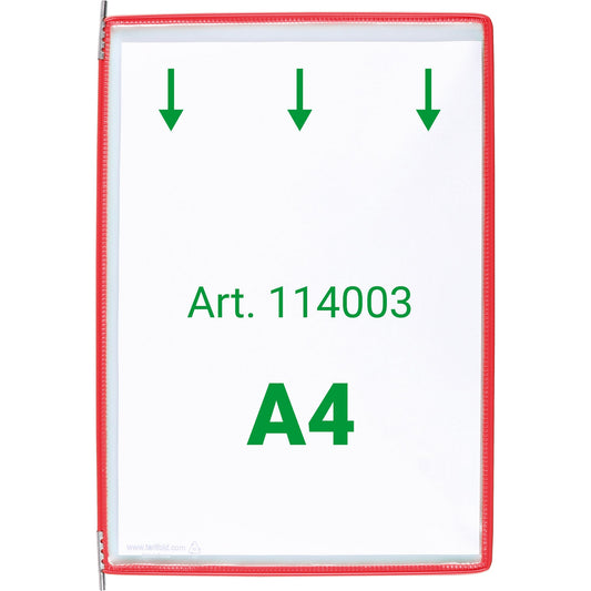 DJOIS Sichttafel Tarifold DIN A4 inkl. Reitern mit Blankoschildern PVC rot 10 St./Pack.