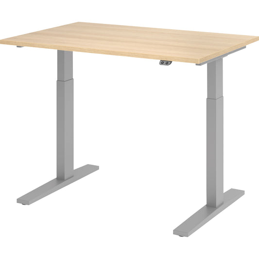 Hammerbacher Schreibtisch Maße: 1.200 x 700-1.200 x 800 mm (B x H x T) Spanplatte eiche