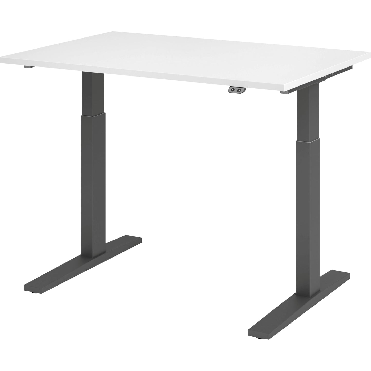 Hammerbacher Schreibtisch Maße: 1.200 x 700-1.200 x 800 mm (B x H x T) Spanplatte weiß