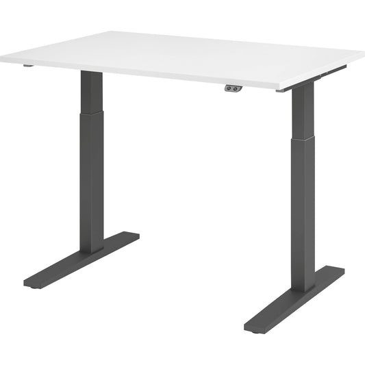 Hammerbacher Schreibtisch Maße: 1.200 x 700-1.200 x 800 mm (B x H x T) Spanplatte weiß