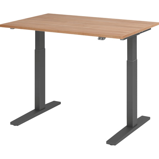 Hammerbacher Schreibtisch Maße: 1.200 x 700-1.200 x 800 mm (B x H x T) Spanplatte nussbaum