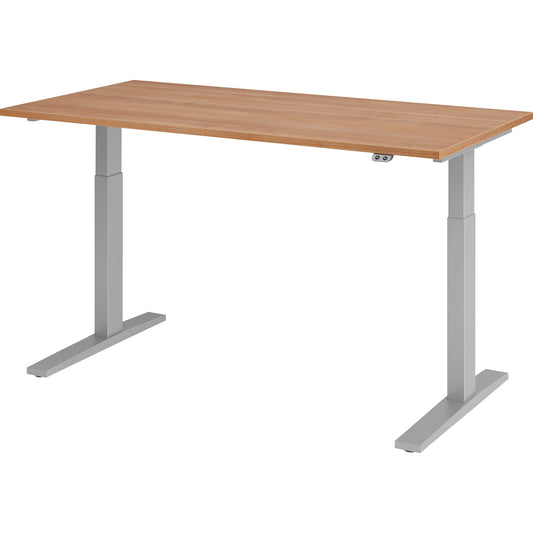Hammerbacher Schreibtisch Maße: 1.600 x 700-1.200 x 800 mm (B x H x T) Spanplatte nussbaum