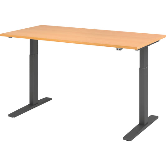 Hammerbacher Schreibtisch Maße: 1.600 x 700-1.200 x 800 mm (B x H x T) Spanplatte buche