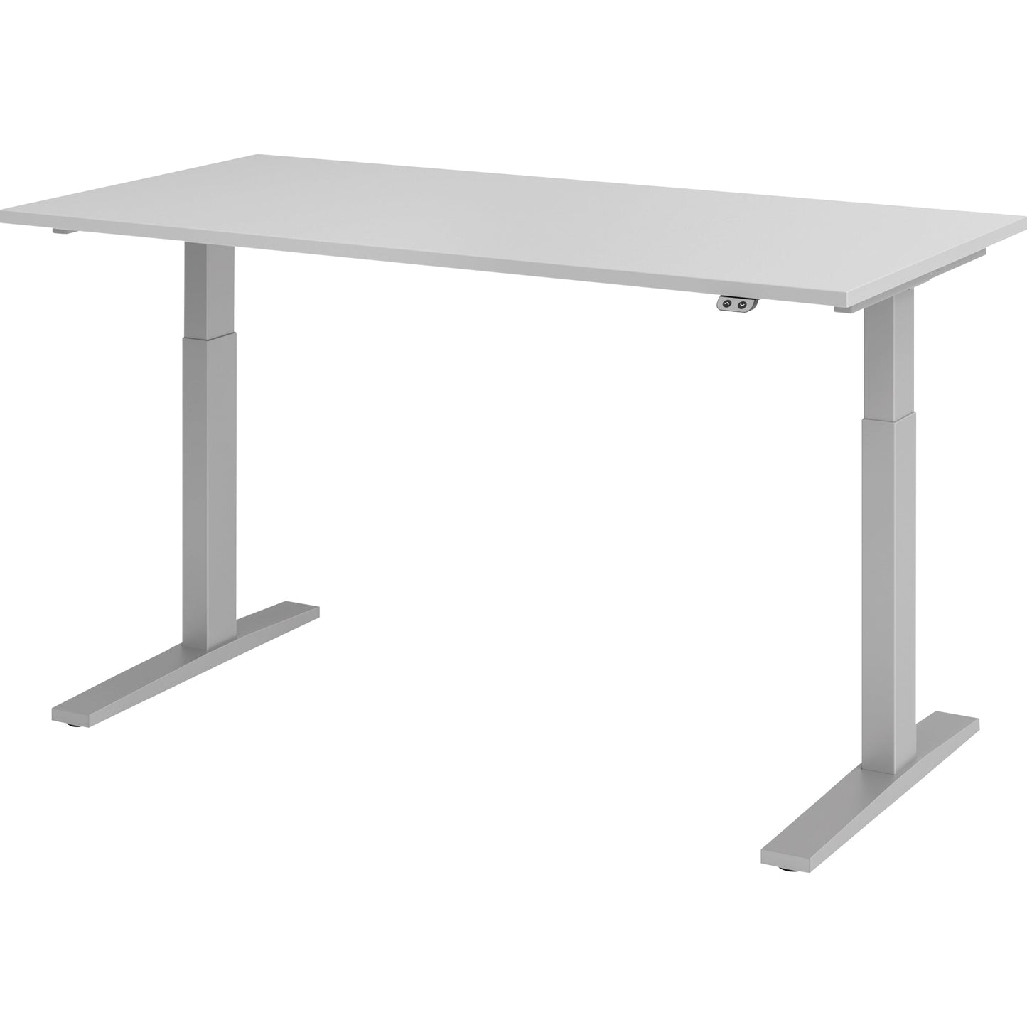 Hammerbacher Schreibtisch Maße: 1.600 x 700-1.200 x 800 mm (B x H x T) Spanplatte grau