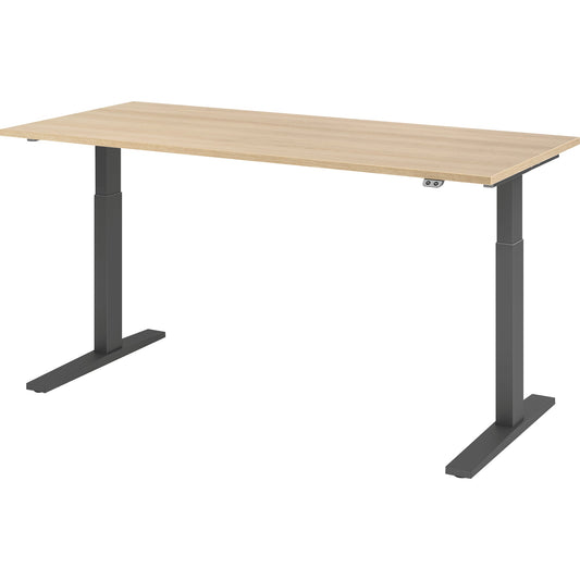 Hammerbacher Schreibtisch Maße: 1.800 x 700-1.200 x 800 mm (B x H x T) Spanplatte eiche