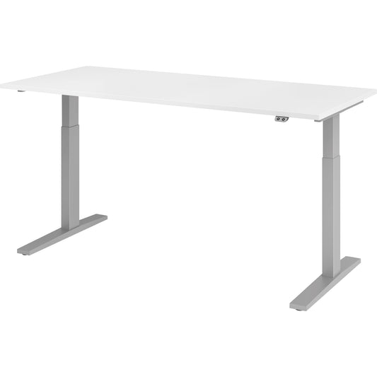 Hammerbacher Schreibtisch Maße: 1.800 x 700-1.200 x 800 mm (B x H x T) Spanplatte weiß