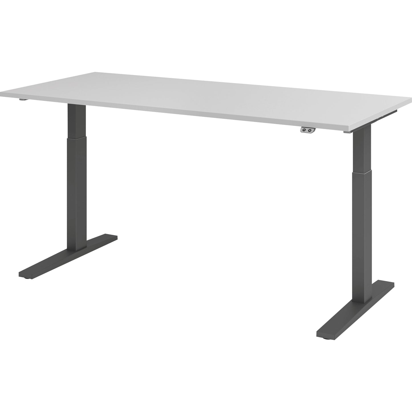 Hammerbacher Schreibtisch Maße: 1.800 x 700-1.200 x 800 mm (B x H x T) Spanplatte grau