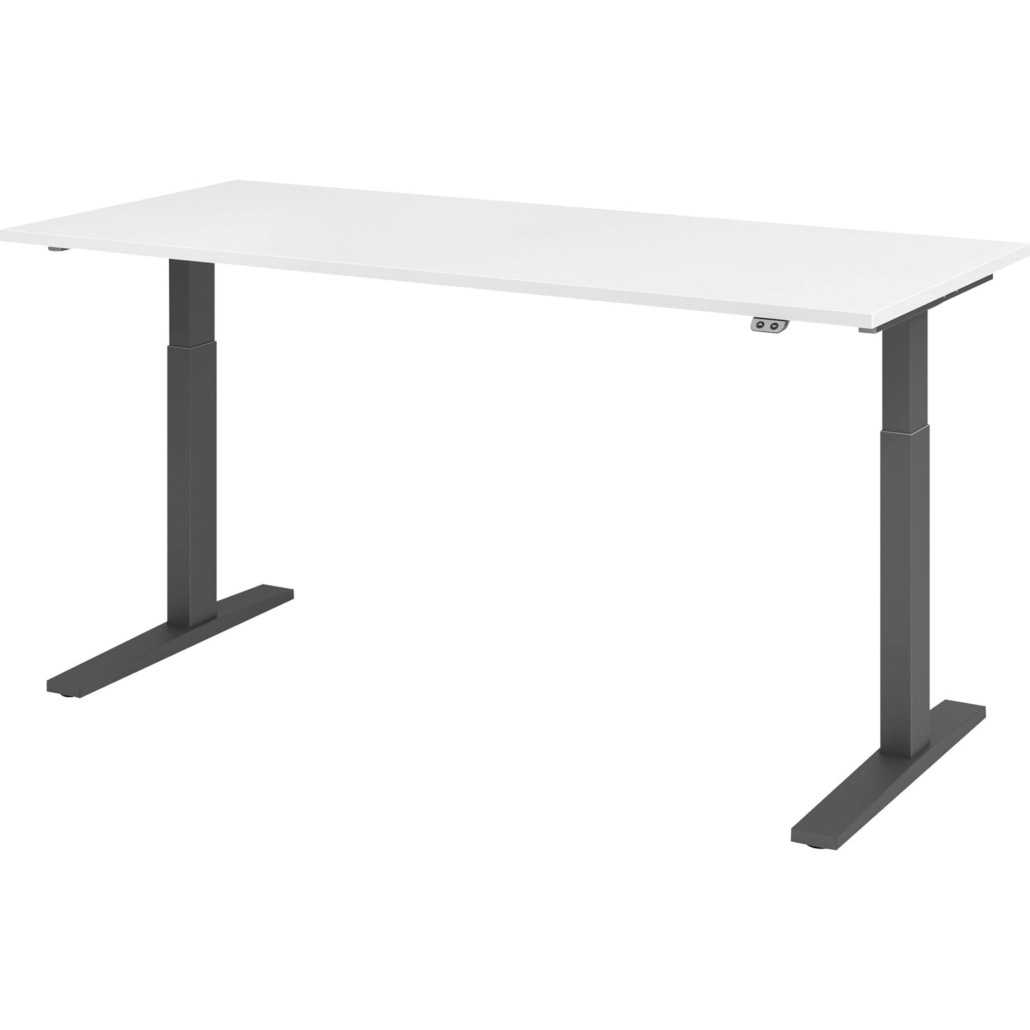 Hammerbacher Schreibtisch Maße: 1.800 x 700-1.200 x 800 mm (B x H x T) Spanplatte weiß