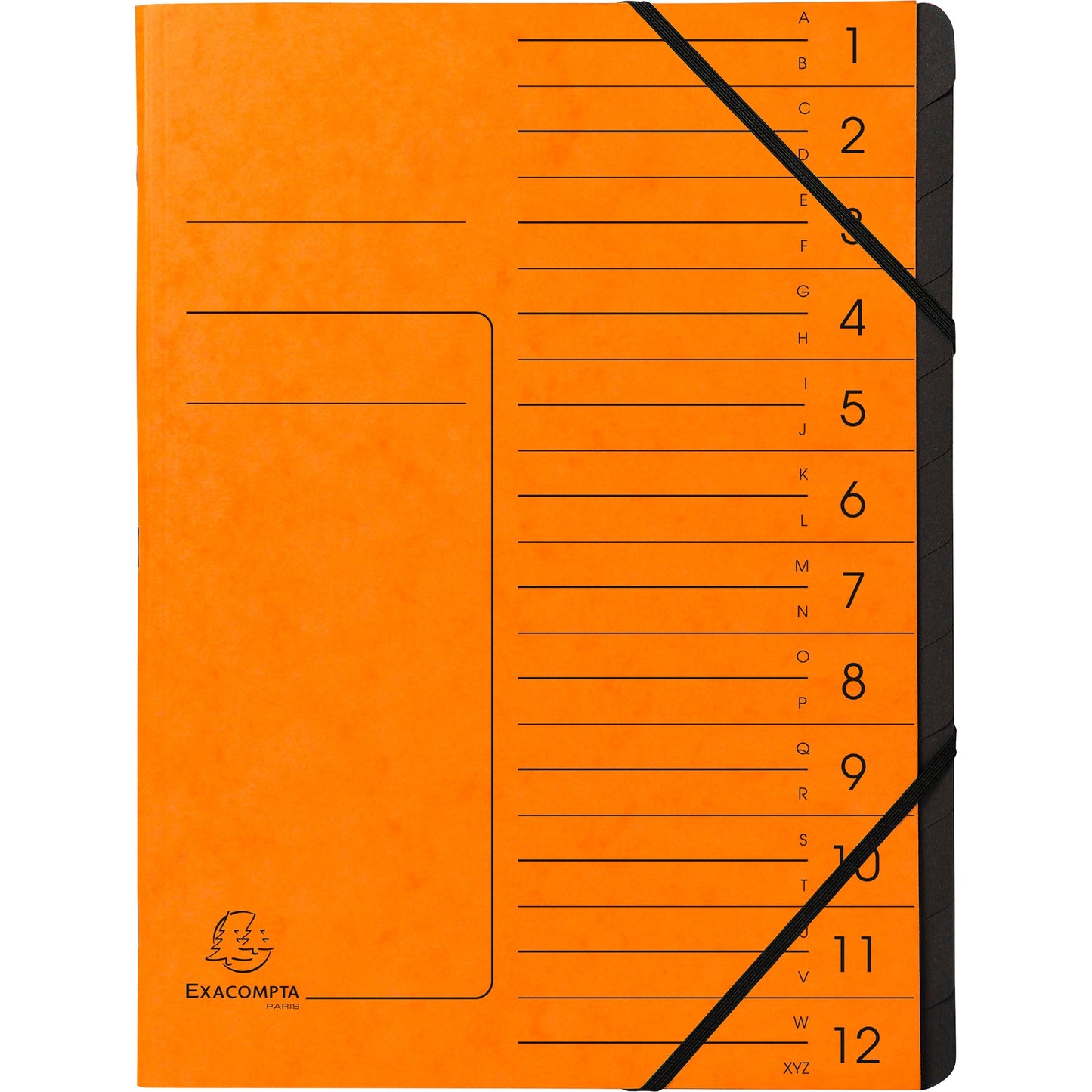 Exacompta Ordnungsmappe DIN A4 170g/m² Colorspankarton Farbe: orange Farbe des Fächerblocks: schwarz 12 Fächer