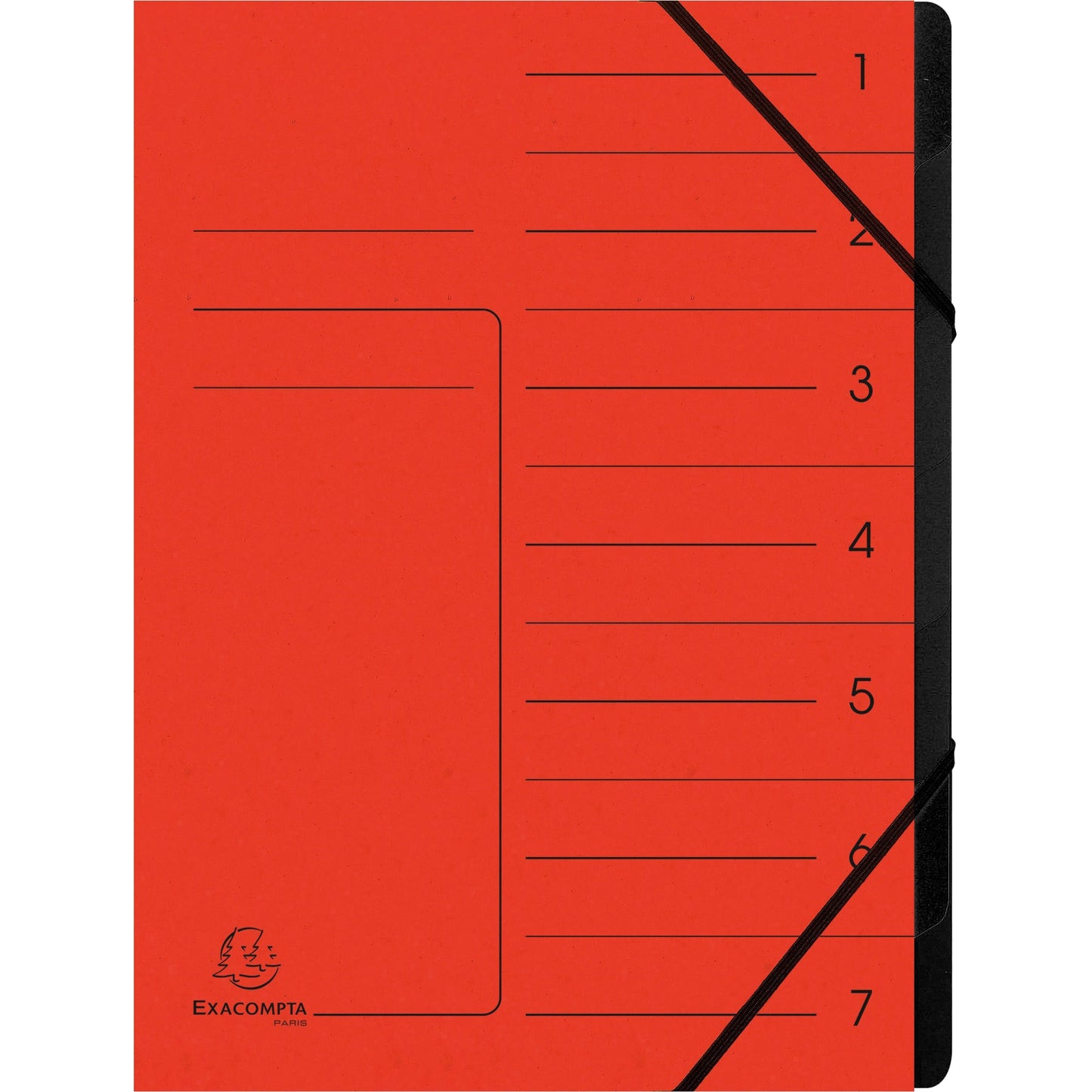 Exacompta Ordnungsmappe DIN A4 170g/m² Colorspankarton Farbe: rot Farbe des Fächerblocks: schwarz 7 Fächer