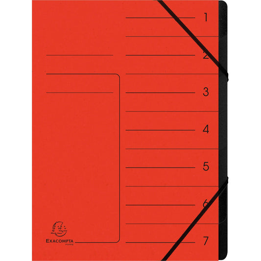 Exacompta Ordnungsmappe DIN A4 170g/m² Colorspankarton Farbe: rot Farbe des Fächerblocks: schwarz 7 Fächer