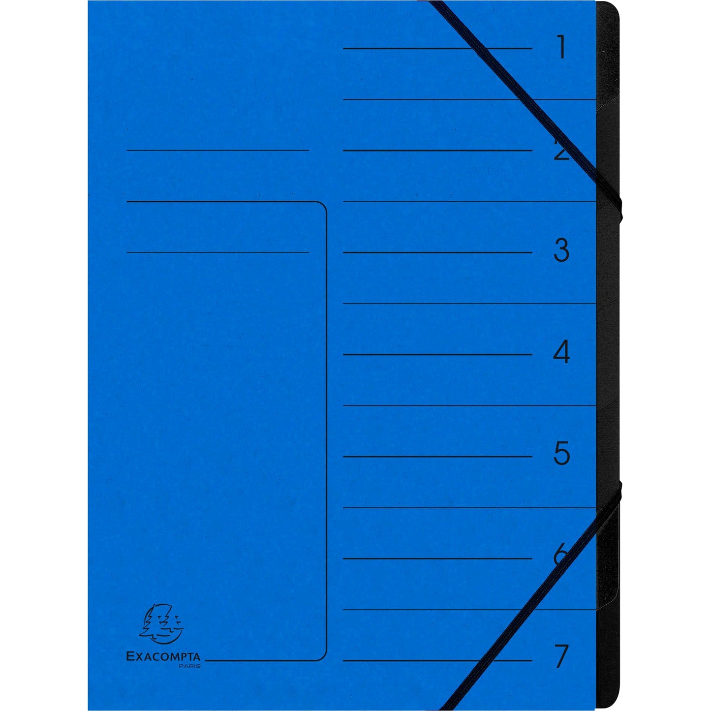 Exacompta Ordnungsmappe DIN A4 170g/m² Colorspankarton Farbe: blau Farbe des Fächerblocks: schwarz 7 Fächer