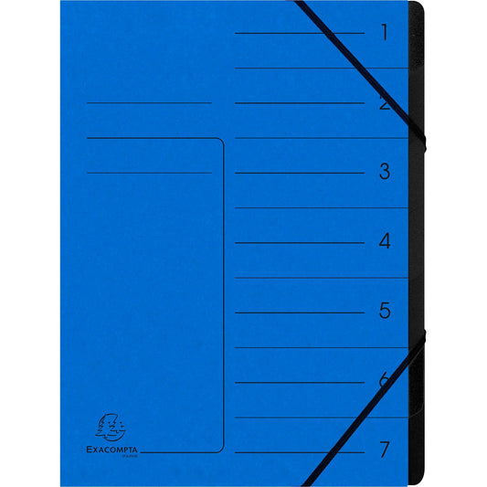 Exacompta Ordnungsmappe DIN A4 170g/m² Colorspankarton Farbe: blau Farbe des Fächerblocks: schwarz 7 Fächer