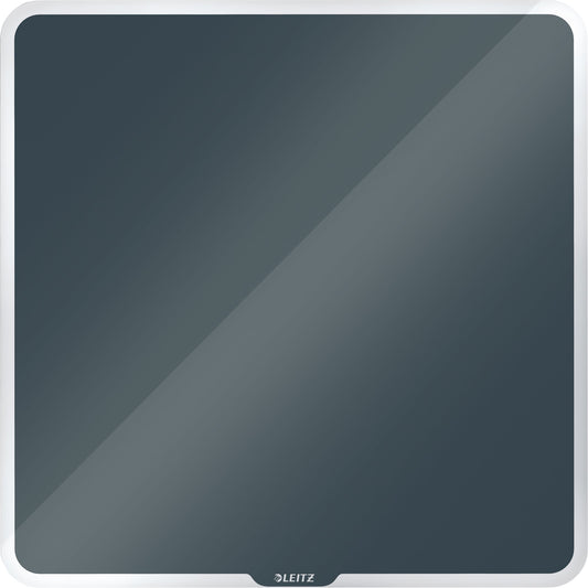 Leitz Glasboard Cosy 45 x 45 x 0,4 cm (B x H x T) Tafel magnethaftend inkl. Marker mit Wischer, Mikrofaser-Reinigungstuch Sicherheitsglas grau