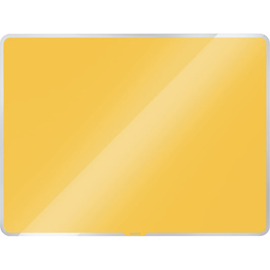 Leitz Glasboard Cosy 60 x 40 x 0,4 cm (B x H x T) Tafel magnethaftend inkl. Marker mit Wischer, Mikrofaser-Reinigungstuch Sicherheitsglas gelb