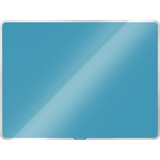 Leitz Glasboard Cosy 80 x 60 x 0,4 cm (B x H x T) Tafel magnethaftend inkl. Marker mit Wischer, Mikrofaser-Reinigungstuch Sicherheitsglas blau