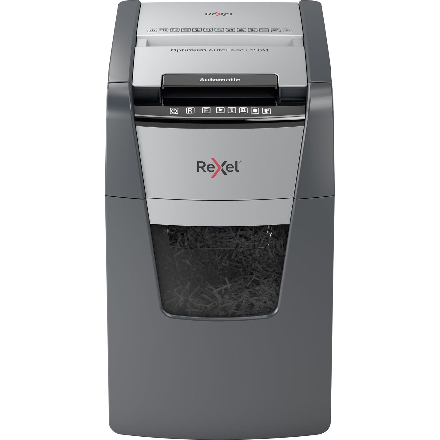 Rexel® Aktenvernichter Optimum AutoFeed+ 150M P-5 Papier, Heftklammern, Büroklammern, Kreditkarten Partikelschnitt schwarz
