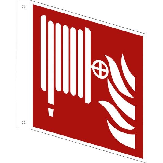 Hinweisschild 20 x 20 cm (B x H) F002 Löschschlauch als Fahnenschild Hart-PVC
