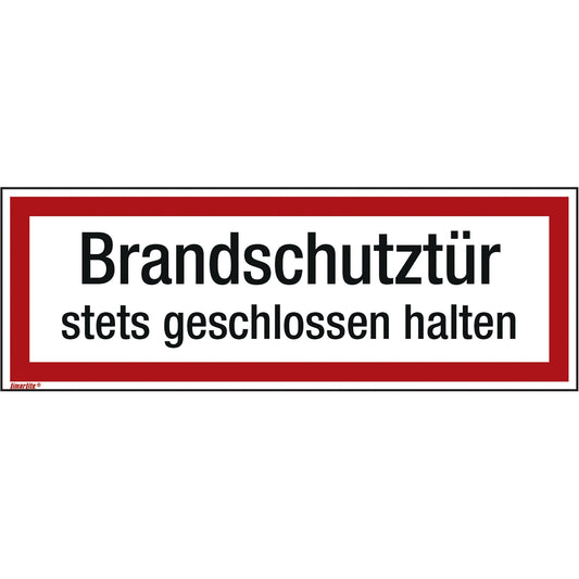 Hinweisschild 29,7 x 10,5 cm (B x H) Brandschutztür stets geschlossen halten PVC-Folie