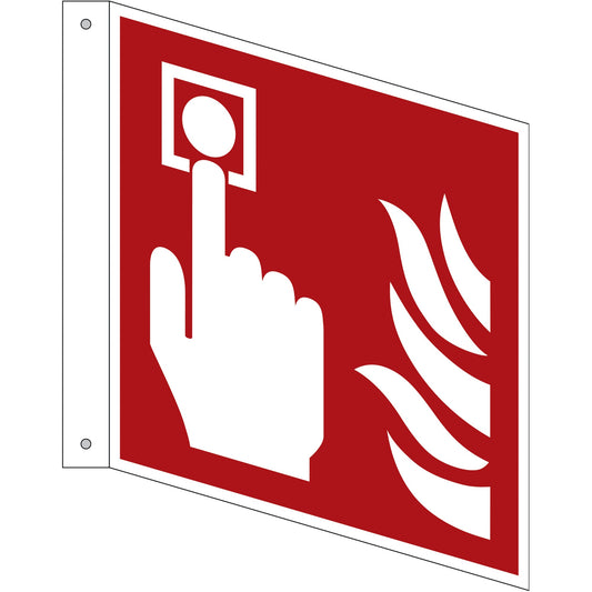 Hinweisschild 20 x 20 cm (B x H) F005 Brandmelder als Fahnenschild Hart-PVC