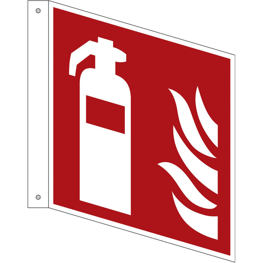 Hinweisschild 20 x 20 cm (B x H) F001 Feuerlöscher als Fahnenschild Hart-PVC