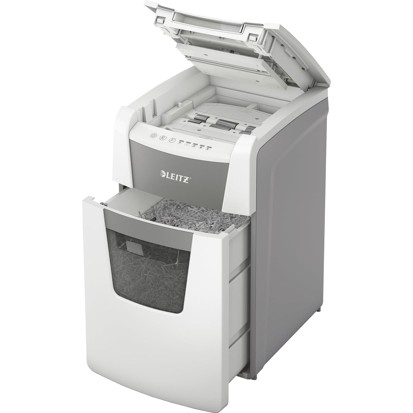 Leitz Aktenvernichter IQ Autofeed Office 150 P-4 Papier, Heftklammern, Büroklammern, Kreditkarten Partikelschnitt weiß