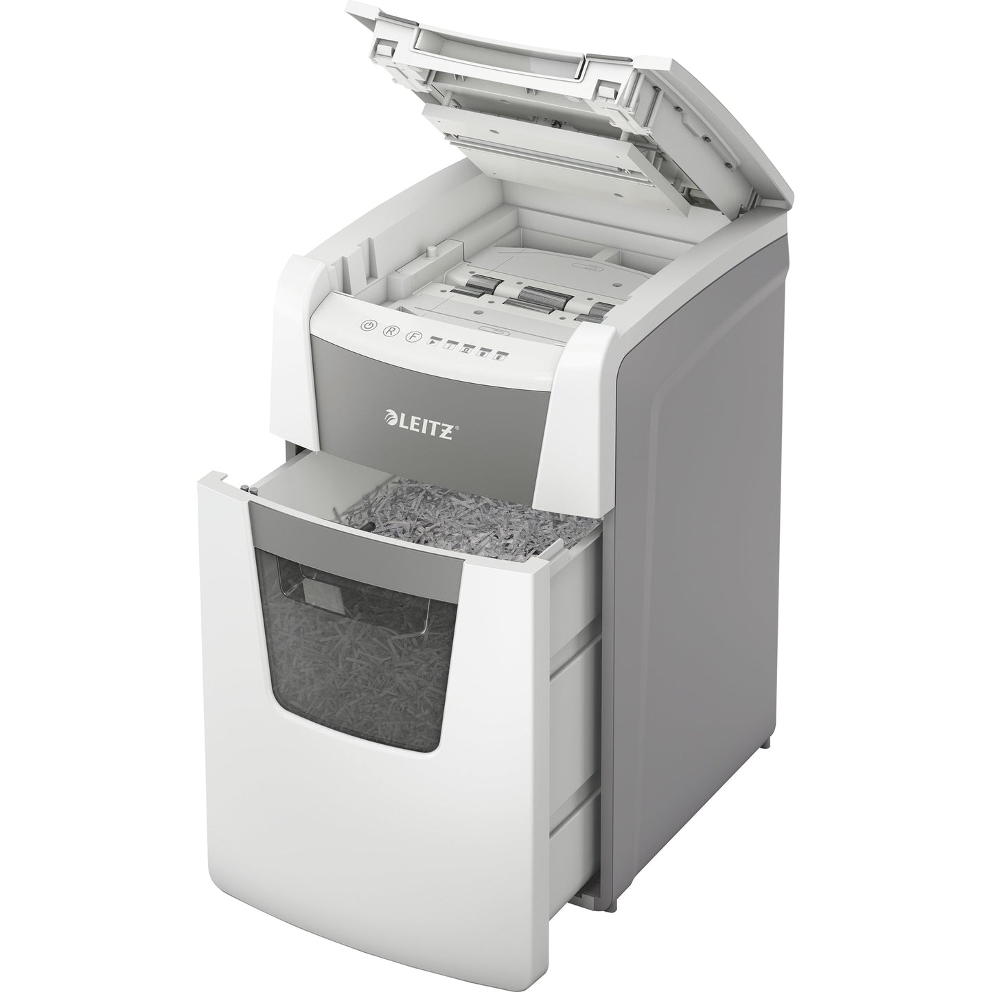 Leitz Aktenvernichter IQ Autofeed Office 150 P-5 Papier, Heftklammern, Büroklammern, Kreditkarten Partikelschnitt weiß