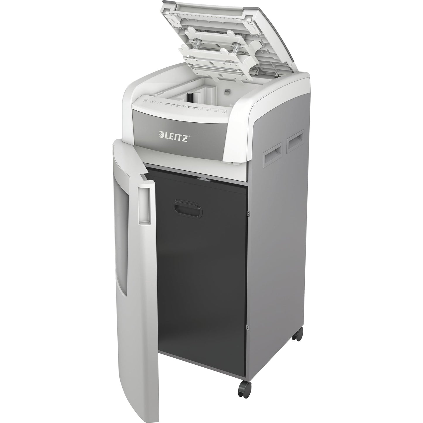 Leitz Aktenvernichter IQ Autofeed Office Pro 600 P-4 Papier, Heftklammern, Büroklammern, Kreditkarten Partikelschnitt weiß