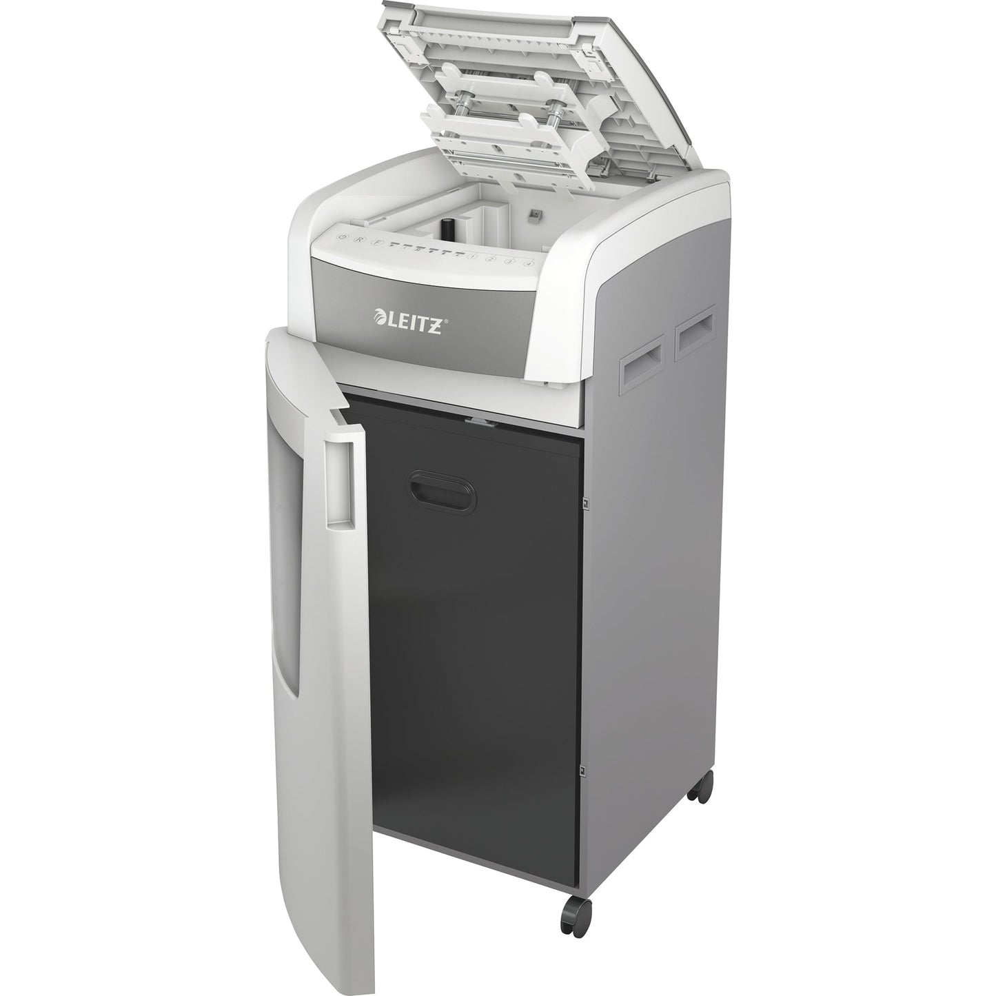Leitz Aktenvernichter IQ Autofeed Office Pro 600 P-5 Papier, Heftklammern, Büroklammern, Kreditkarten Partikelschnitt weiß