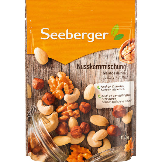 SEEBERGER Nussmischung Haselnusskerne, Mandeln blanchiert, Cashewkerne, Walnusskerne 150 g/Pack.