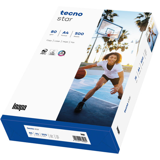 tecno Kopierpapier Star DIN A4 80g/m² chlorfrei gebleicht weiß 500 Bl./Pack.