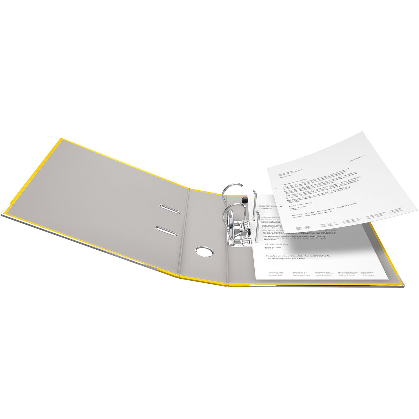 Falken Ordner Recycolor 80mm DIN A4 Rückenschild: geklebt mit Schlitzen Werkstoff: Pappe Material außen: Kraftpapier Material innen: Papier gelb