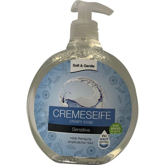 SOFT & GENTLE Flüssigseife Sensitive Ausführung des Behälters: Pumpflasche Material des Behälters: Kunststoff 0,5l