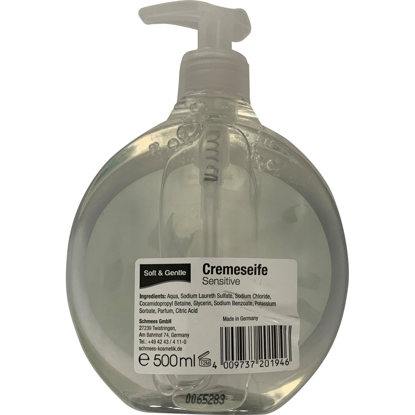 SOFT & GENTLE Flüssigseife Sensitive Ausführung des Behälters: Pumpflasche Material des Behälters: Kunststoff 0,5l