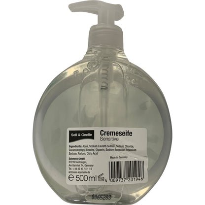 SOFT & GENTLE Flüssigseife Sensitive Ausführung des Behälters: Pumpflasche Material des Behälters: Kunststoff 0,5l