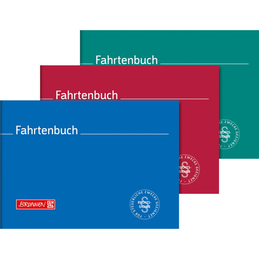 BRUNNEN Fahrtenbuch DIN A6 quer PKW farbig sortiert (freie Farbauswahl nicht möglich) 40 Bl.