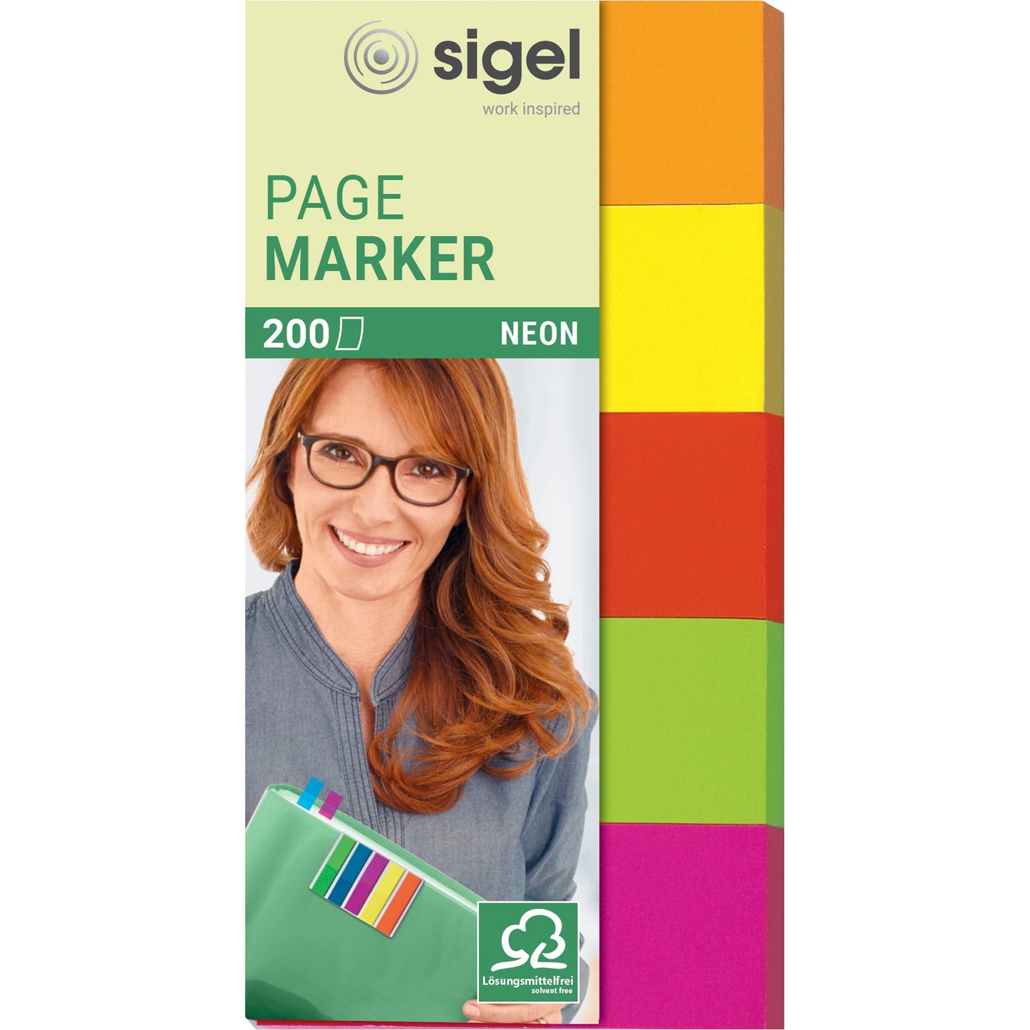 SIGEL Haftmarker Neon 50 x 20 mm (B x H) orange, gelb, rot, grün, pink 40 Bl./Block 5 Block/Pack.
