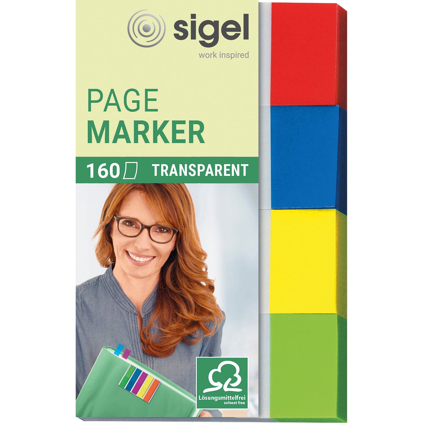 SIGEL Haftmarker Transparent 50 x 20 mm (B x H) rot, blau, gelb, grün 40 Bl./Block 4 Block/Pack.