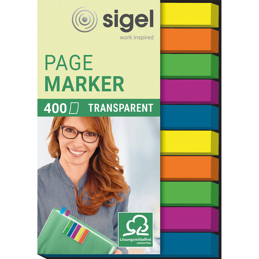 SIGEL Haftstreifen Film micro 50 x 6 mm (B x H) je 2 x grün, blau, violett, gelb, orange 40 Bl./Block 10 Block/Pack.