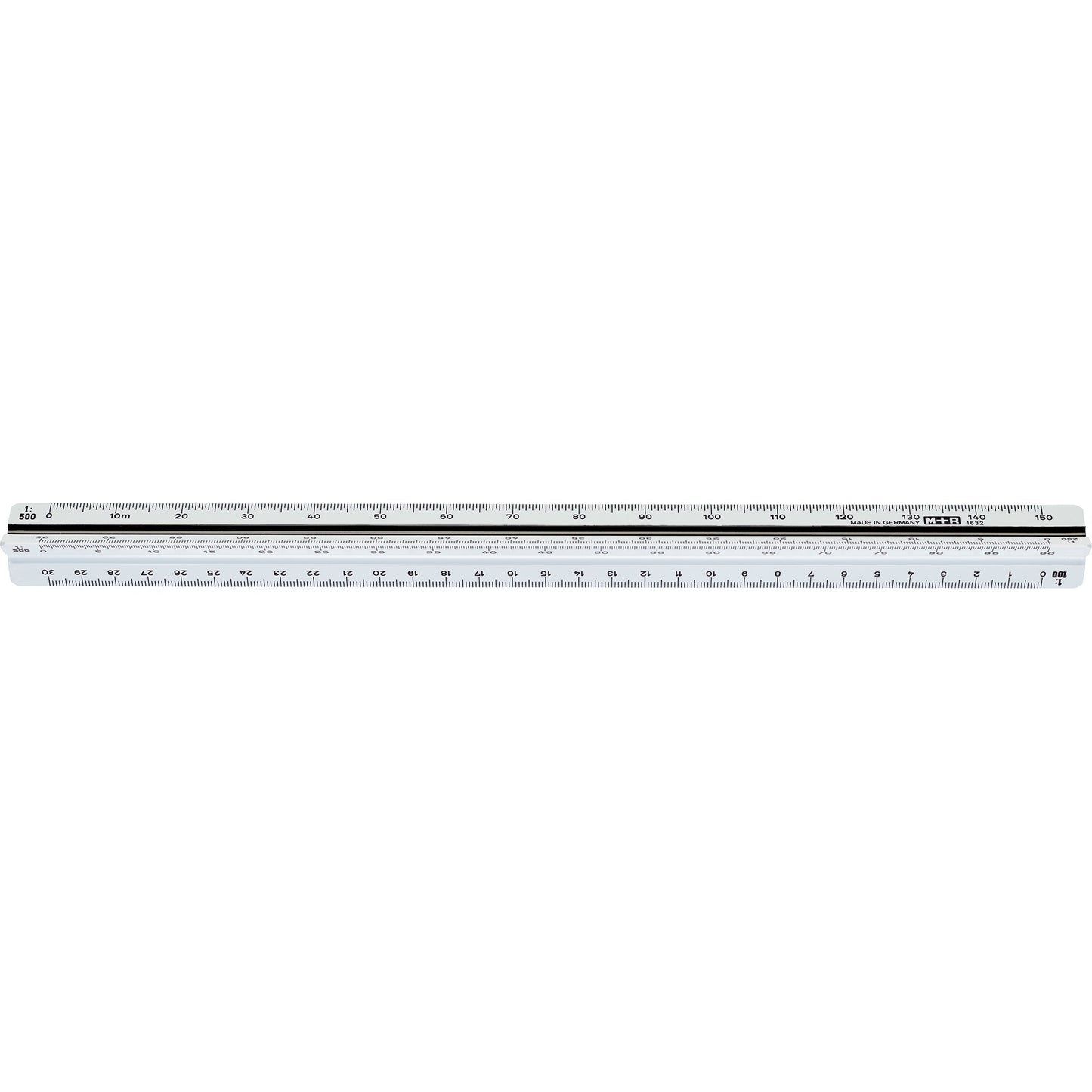 M+R Dreikantmaßstab 30cm Architekt 2: 1:100, 1:200, 1:250, 1:300, 1:400, 1:500 Kunststoff weiß