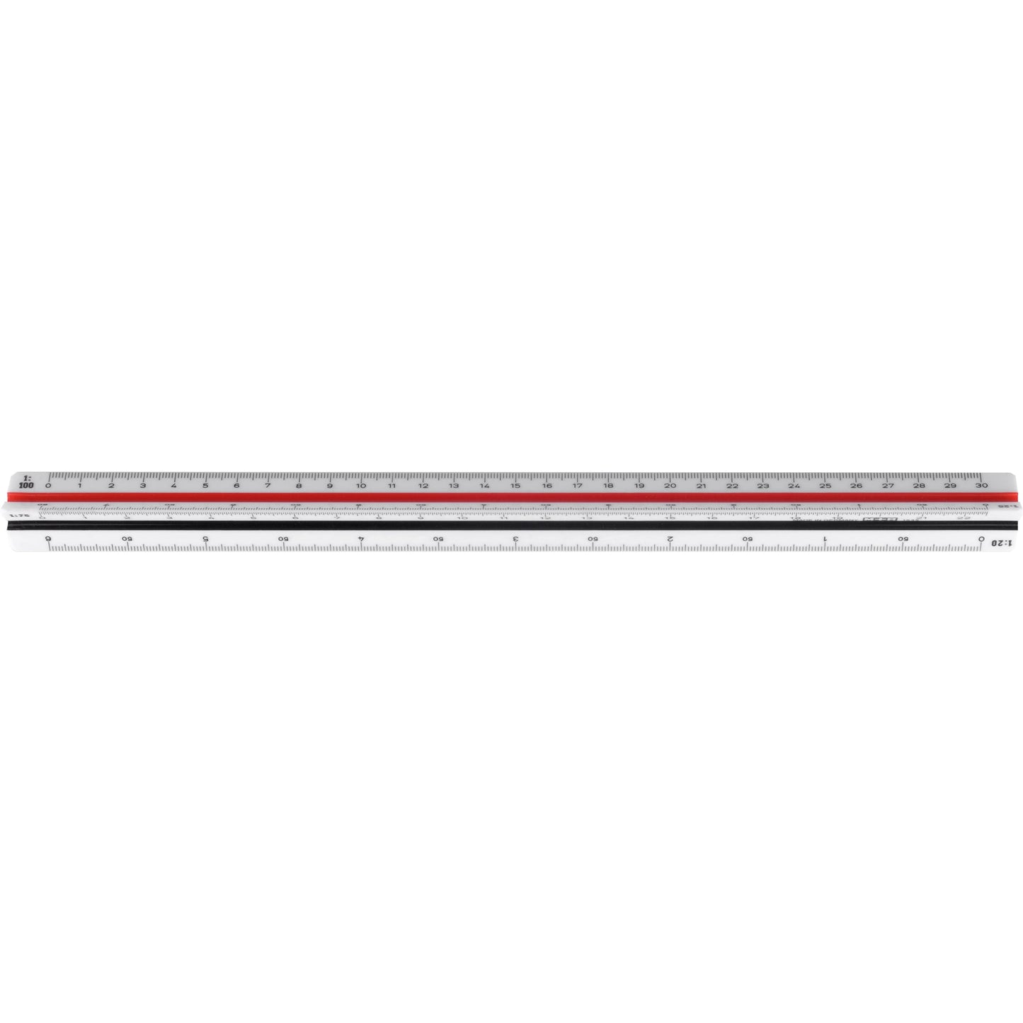 M+R Dreikantmaßstab 30cm Berufsschule: 1:20, 1:25, 1:33 1/3, 1:75, 1:50, 1:100 Kunststoff weiß