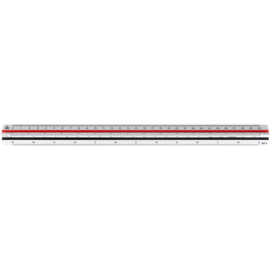 M+R Dreikantmaßstab 30cm Berufsschule: 1:20, 1:25, 1:33 1/3, 1:75, 1:50, 1:100 Kunststoff weiß