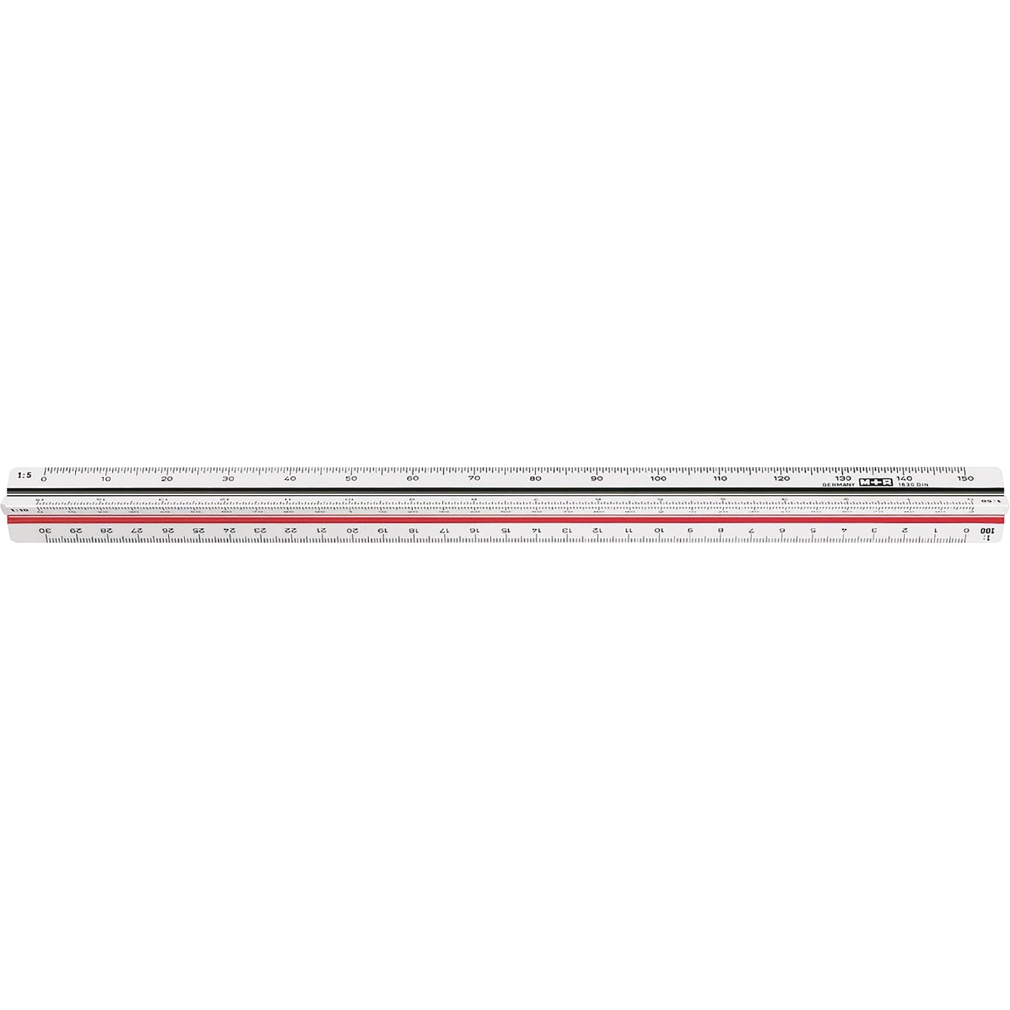 M+R Dreikantmaßstab 30cm Ingenieur DIN: 1:2,5, 1:5, 1:10, 1:20, 1:50, 1:100 Kunststoff weiß