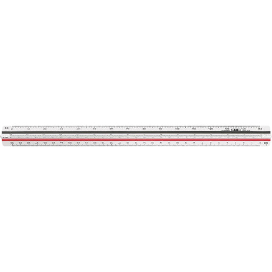 M+R Dreikantmaßstab 30cm Ingenieur DIN: 1:2,5, 1:5, 1:10, 1:20, 1:50, 1:100 Kunststoff weiß