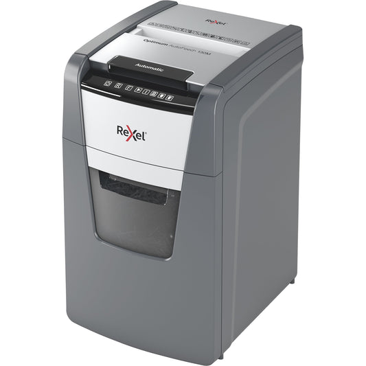 Rexel® Aktenvernichter Optimum AutoFeed+ 130M P-5 Papier, Heftklammern, Büroklammern, Kreditkarten Partikelschnitt schwarz