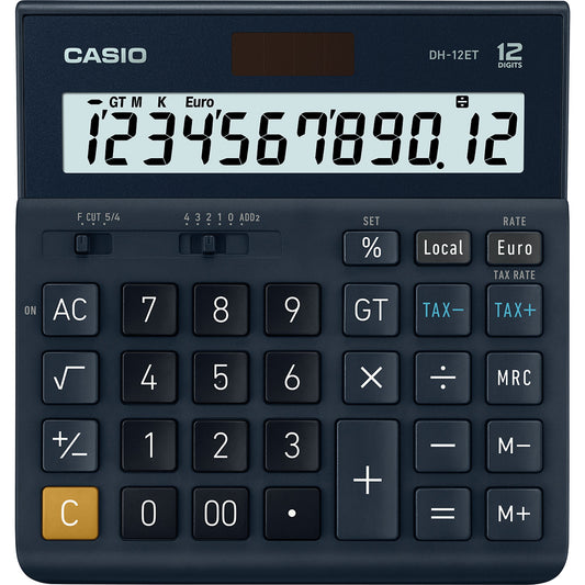 CASIO® Tischrechner DH-12ET 151 x 29 x 159 mm (B x H x T) Batterie, Solar-Energie schwarz