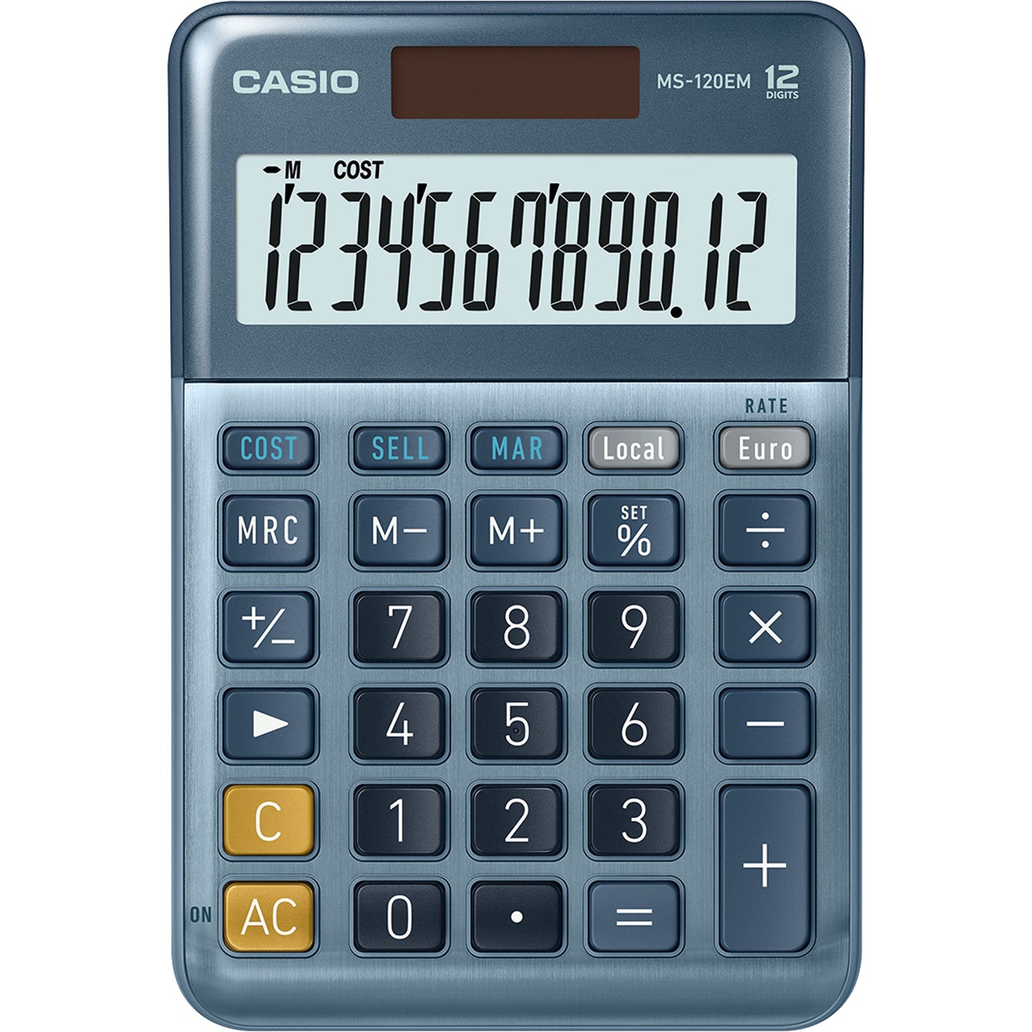 CASIO® Tischrechner MS-120EM 101 x 28 x 149 mm (B x H x T) Batterie, Solar-Energie silber/grau
