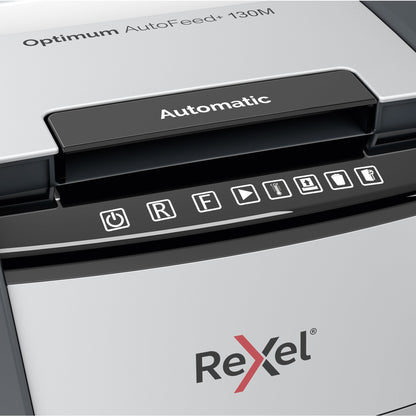 Rexel® Aktenvernichter Optimum AutoFeed+ 130M P-5 Papier, Heftklammern, Büroklammern, Kreditkarten Partikelschnitt schwarz
