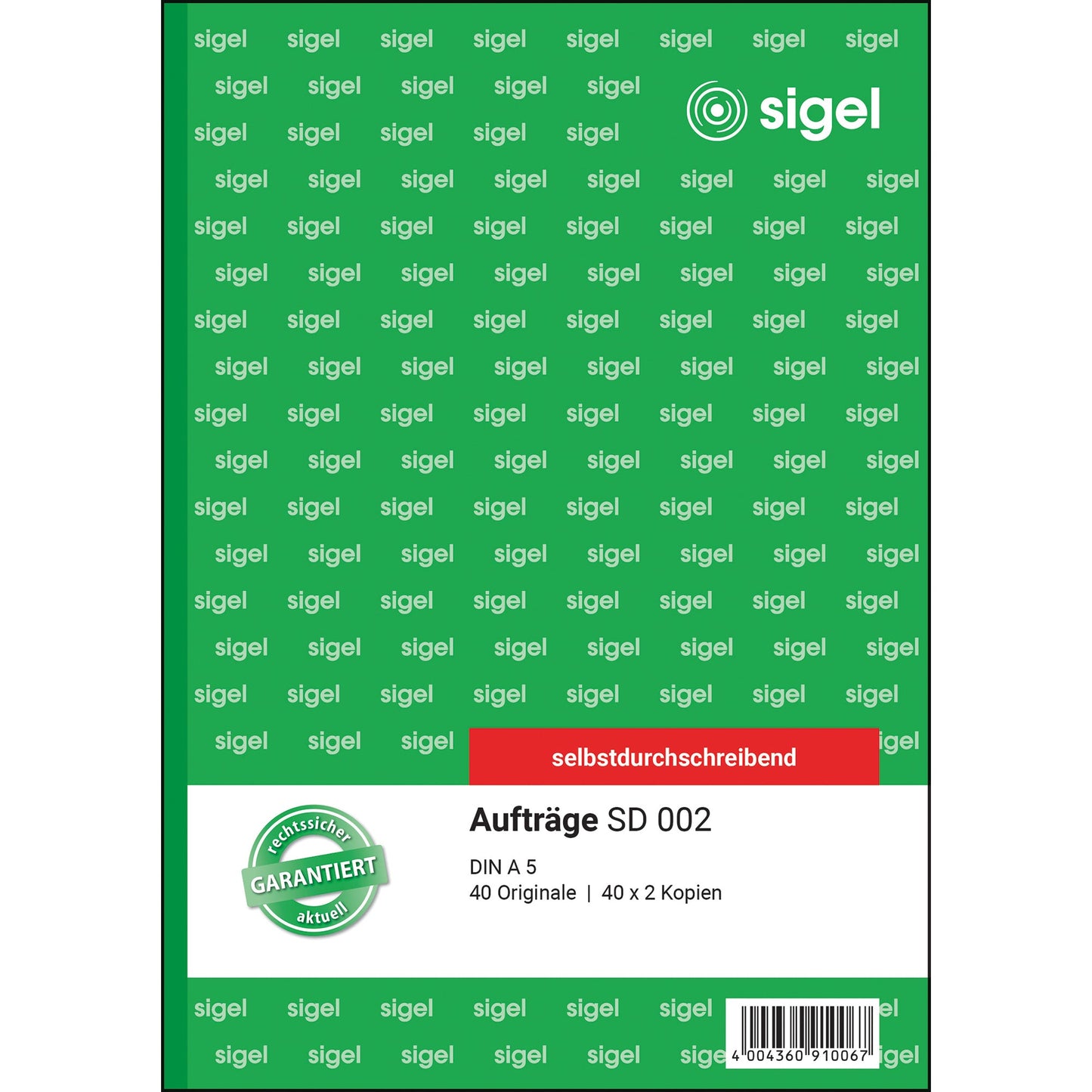 SIGEL Auftragsformular SD 002 DIN A5 56g/m² selbstdurchschreibend 2 Durchschläge handschriftlich, Schreibmaschine rosa, gelb 3 x 40 Bl.